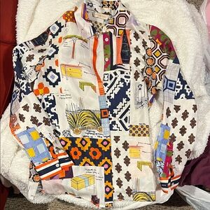 Tory Burch Colorful Patchwork 💯 silk